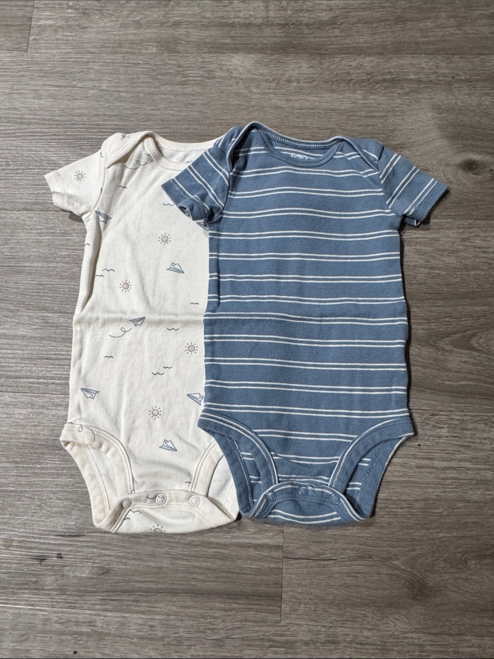 Carters Paper Planes/Stripes Short Sleeve Bodysuit Bundle